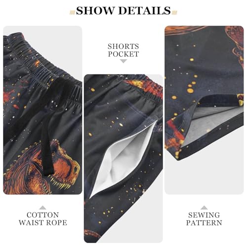 Men's Short Pajama Bottoms Fire Dinosaur Galaxy Home Casual Sleep Pants3