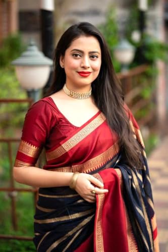 Image of Yashika Women's Woven Printed Kanjivaram Banarasi Art Silk Saree Saree with Unstitched Blouse Material - Suitable for All Indian Weddings and Festivals