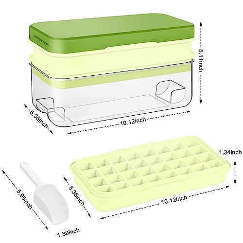 Bandeja para cubitos de hielo con tapa, 64 piezas verde miniatura 2