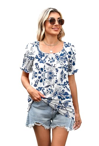 Image of WIHOLL Womens Short Sleeve Square Neck Summer Tops Dressy Casual Blouses Trendy Clothes 2026