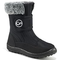 HARENCE Girls Boys Snow Boots: Comfortable Warm Fur Lined Toddler Winter Boot Hook Loop Outdoor Waterproof Slip on Boots for Kids