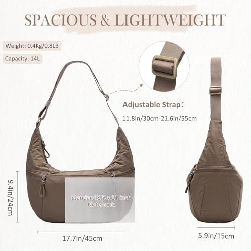 Image of VASCHY Crossbody Crescent Bag for Women, Casual Lightweight Nylon Large Slouchy Hobo Bags Purses for Travel /Gym /Work /College