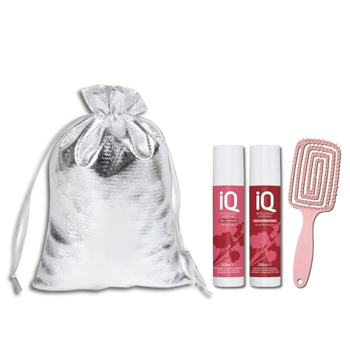 Image of IQ Intelligent Haircare Daily Shampoo & Conditioner Set 300ml – Gentle Sulphate-Free Formula for All Hair Types – Enriched with Amaranth, Paraben-Free, Cruelty-Free, Includes Hair Brush & Gift Bag