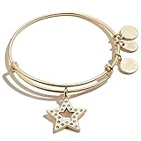 Alex and Ani Path of Symbols Expandable Bangle for Women, Pave Star Charm, Shiny Gold Finish, 2 to 3.5 in