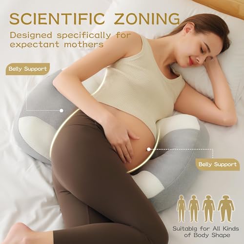 Image of pobopobo Maternity Pillow for Pregnant Women - Pregnancy Pillow for Comfort & Support, Perfect for Side Sleeping, Back Pain Relief, Soft Maternity Pillows for Women