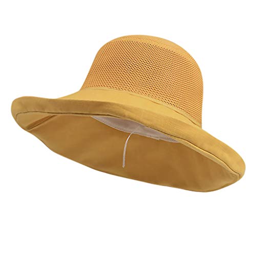 Sunnywill Ladies Women Casual Solid Wide Brimmed Floppy Foldable Beach Hat Yellow