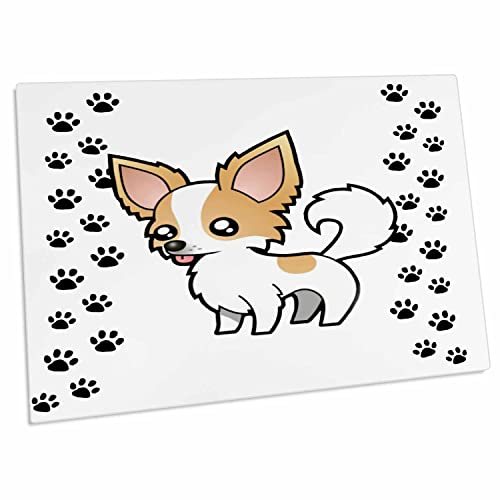 3dRose Chihuahua con fondo blanco y huellas - Pad escritorio