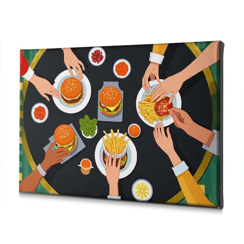 Toile moments de partage hamburgers frites tableau WTD 40x60