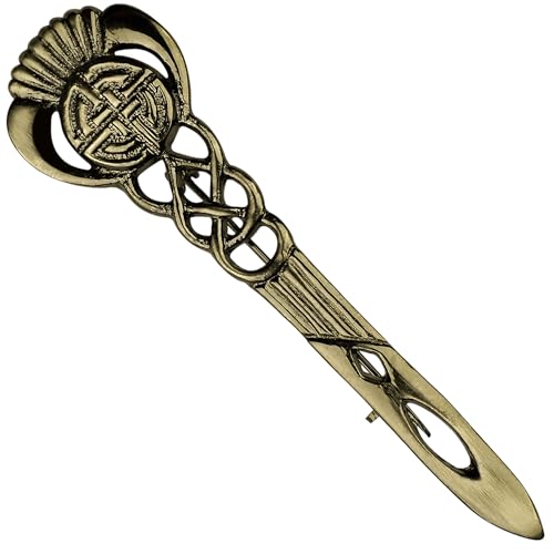 Scottish Kilt Pin for men-Kilt Accessories for men (Antique Celtic Thistle Pewter)