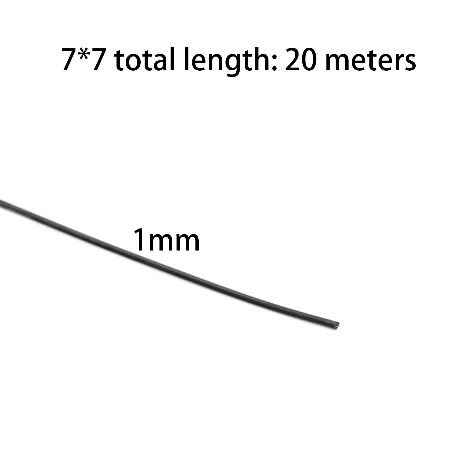 Aoktorkit 20m Black Coated Wire Rope 1.5mm Stainless Steel Wire Cable 7x7 Strand Cores Steel Wire Rope Cable for Garden Climbing Plants