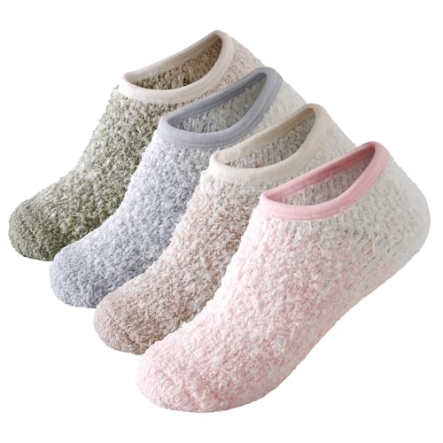 Image of SKOLA Cozy Winter Fuzzy Women Socks Grip Slippers Fluffy House Non Skid Microfiber Socks