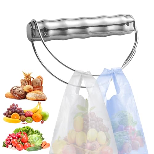Renchey Portabolsas De Compras - Soporta Hasta 22.7 kg Asistente de Acero Inoxidable,Asa Transporte Agarrador Para Cubos Y Bolsas,Para Supermercado Hogar Viaje Picnic Mercado Lavandería Camping