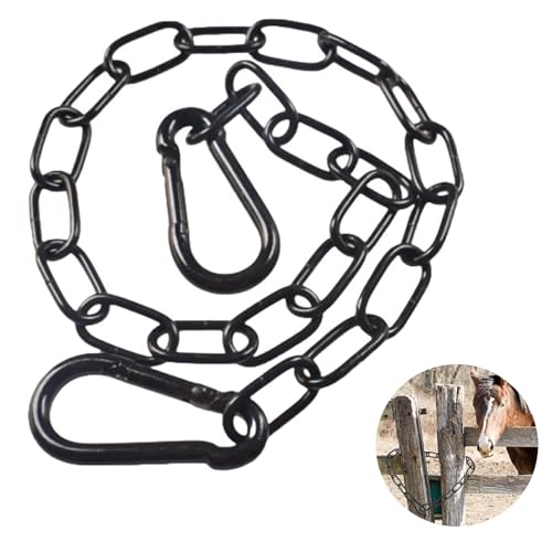 Gate Chain Lock for Outdoor Fence Yard, 23.6 Inch Stainless Steel Gate Link Lock Hanging Chair Chain with Both-Ended Carabiners, Gate Latches for Pet Cages Horse Goat Cow Corral Supplies (3mm Thick)