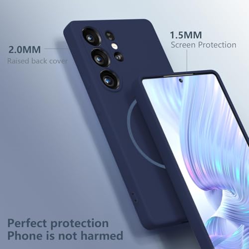 Image of mobistyle Designed for Samsung Galaxy S26 Ultra 6.9-Inch, Compatible with Mag-Safe, Silky Soft Touch Silicone| Shock Absorbing Phone Back Cover case with Camera Lens Protection (Blue)