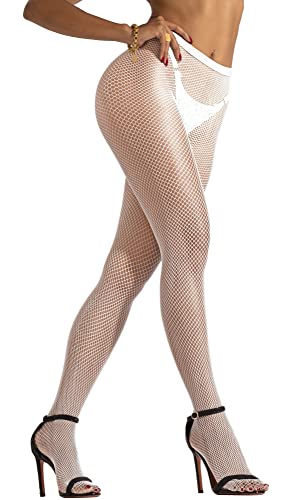 sofsy Netzstrumpfhose - mit hoher Taille - Dessous Nylons Weiß White 5 - X-Large Cover
