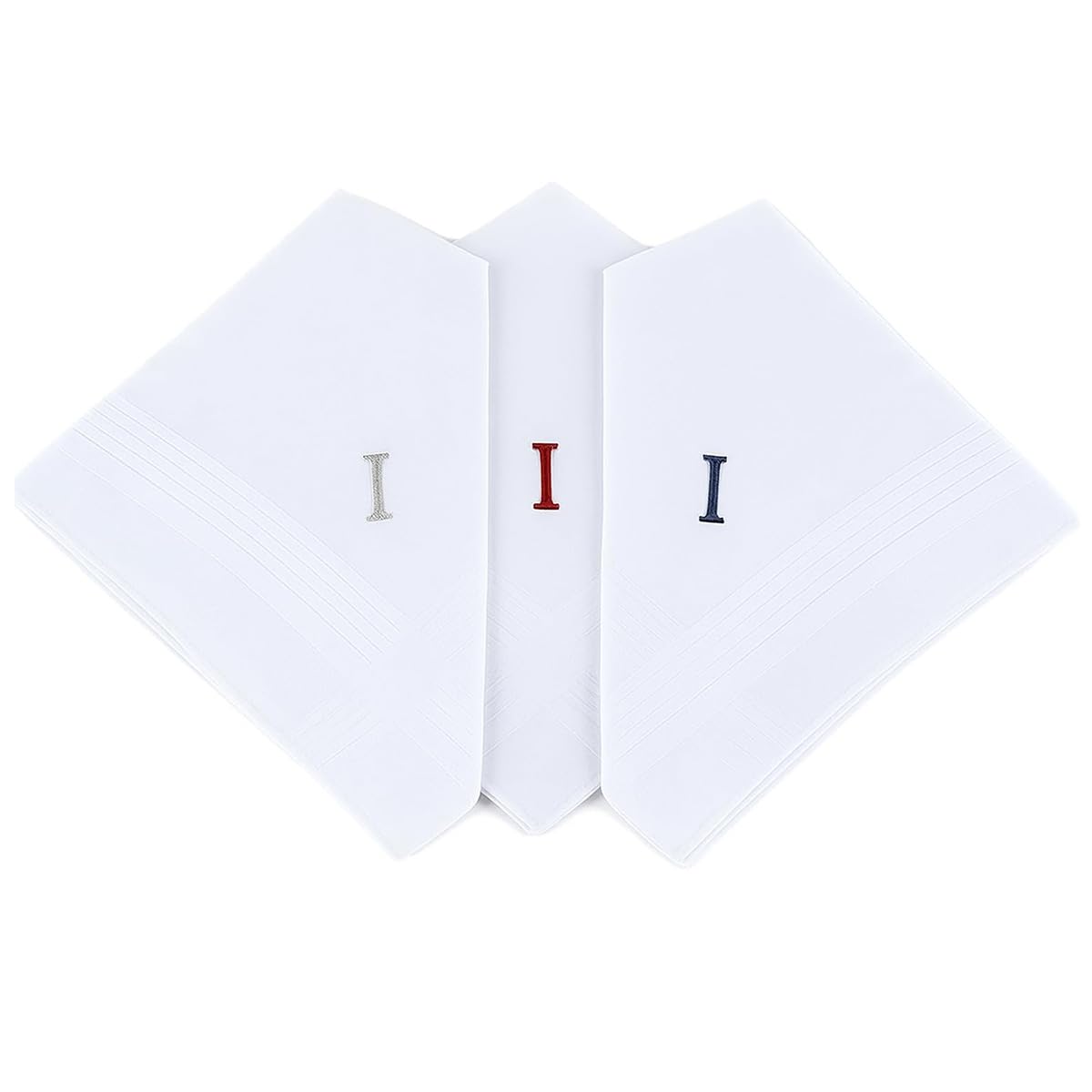 Initial Handkerchief for Men, Monogrammed Boxed 3 Piece Set,100% Cotton