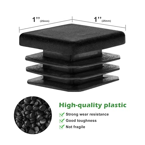 Image of 10 Pack 1 inch Inch (25 X 25 mm) Square Plastic Hole Plugs for Square Metal Tubes, Fences, etc.