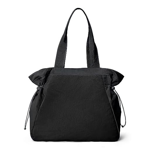 ilyswee Sacola feminina, bolsa de ombro grande, bolsa hobo de nylon, bolsa de compras com ajuste lateral de 18 L para trabalho, academia, escola, viagem, casual, Preto, One Size