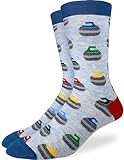 Good Luck Sock Men's Curling Stones Socks - Blue, Adult Shoe Size 7-12