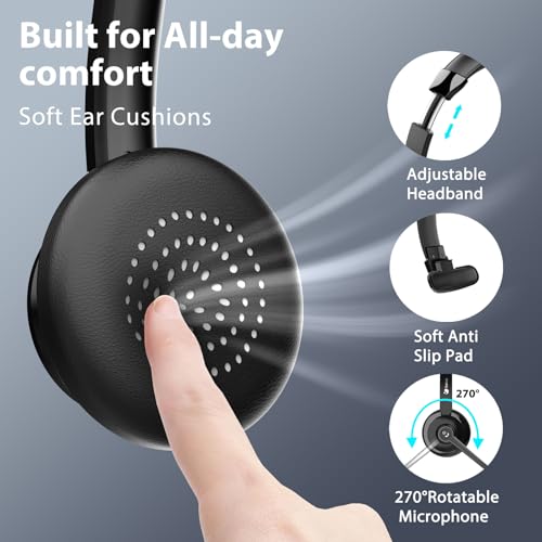 Wireless Headset with Microphone for Work, Bluetooth 5.3 Computer Headset for Laptop - image 8