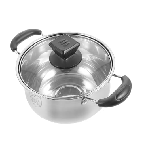 POPETPOP Olla de Sopa de Acero Inoxidable con Tapa Doble Asa Capacidad Grande para Cocina de Inducción y Gas para Preparar Sopas Leche y Fideos Instantáneos la Cocina