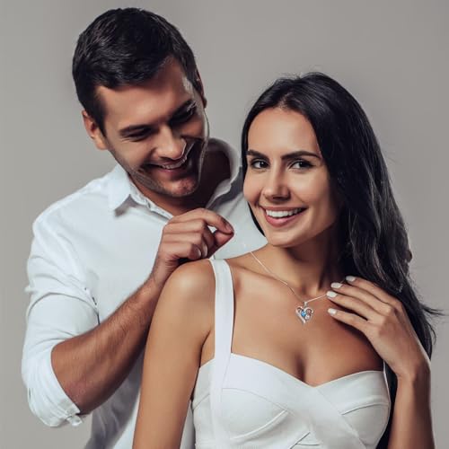 Iefil Birthstone Necklace for Women - 925 Sterling Silver Rose Heart Necklace, Birthstone Jewelry, Anniversary Birthday Gifts for Wife Girlfriend Mom Daughter2