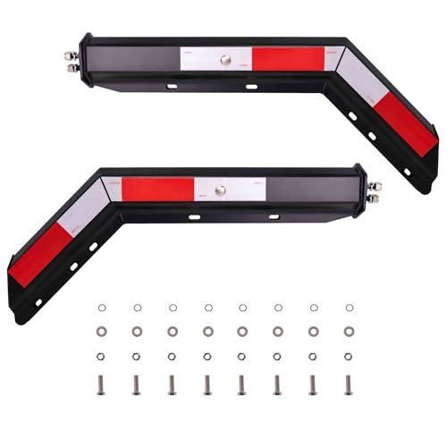 Image of Mud Flap Hangers for Semis, Black, 30.25 inch Length, Bracket Mounting Bolt Pattern: 1-1 /8 inch, 8 mm Spring Loaded, 2 inch+ Widen Surface, 1 pr complete pack, (BLK W /Conspicuity, 1-1 /8 inch Bolt Spacing)