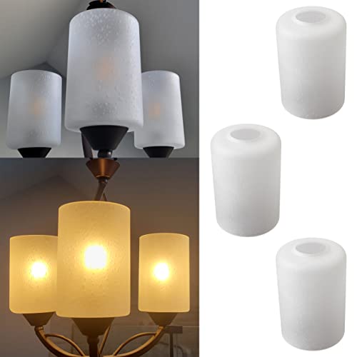 Image of Bubble glass lamp Shade, 3 Packs seeded glass shade replacement Frosted white cylinder for pendant light fixture table lamps chandelier 1 inch 5 /8 fitter
