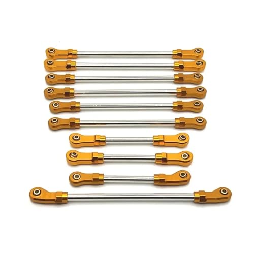 RC Upgrade Accessories for WLtoys 104006 104010 104020 104026 RC Car Parts Metal Upgrade Full for 1/10 Car Tie Rod(Yellow)
