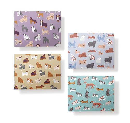 Image of Twigs Paper Note Cards - 12 Assorted Dog Pattern Designs with Envelopes - Made in the USA - Eco-Friendly Blank Note Cards for Everyday Correspondence - 5.5 x 4.25 Inches