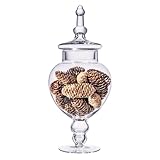 Large Glass Apothecary Jars with Lid, Clear Glass Candy Jar for Candy Buffet, Decorative Glass Jar for Party, Wedding and Home Decor, Elegant Glass Candy Canister (Height: 15', Diameter: 6.3')