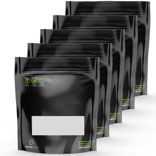 Terploc Grove Bags Pack van 5 voor 500 g zweet en rits met vochtbeheersing - onkruid Humidor met relatieve vochtigheid tussen 58 en 62% (5, 500 g)