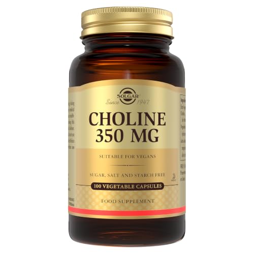 Solgar Choline 350mg - Healthy Liver Function - Supports Fat Metabolism - Essential Micronutrient - Vegan - 100 Vegetable Capsules
