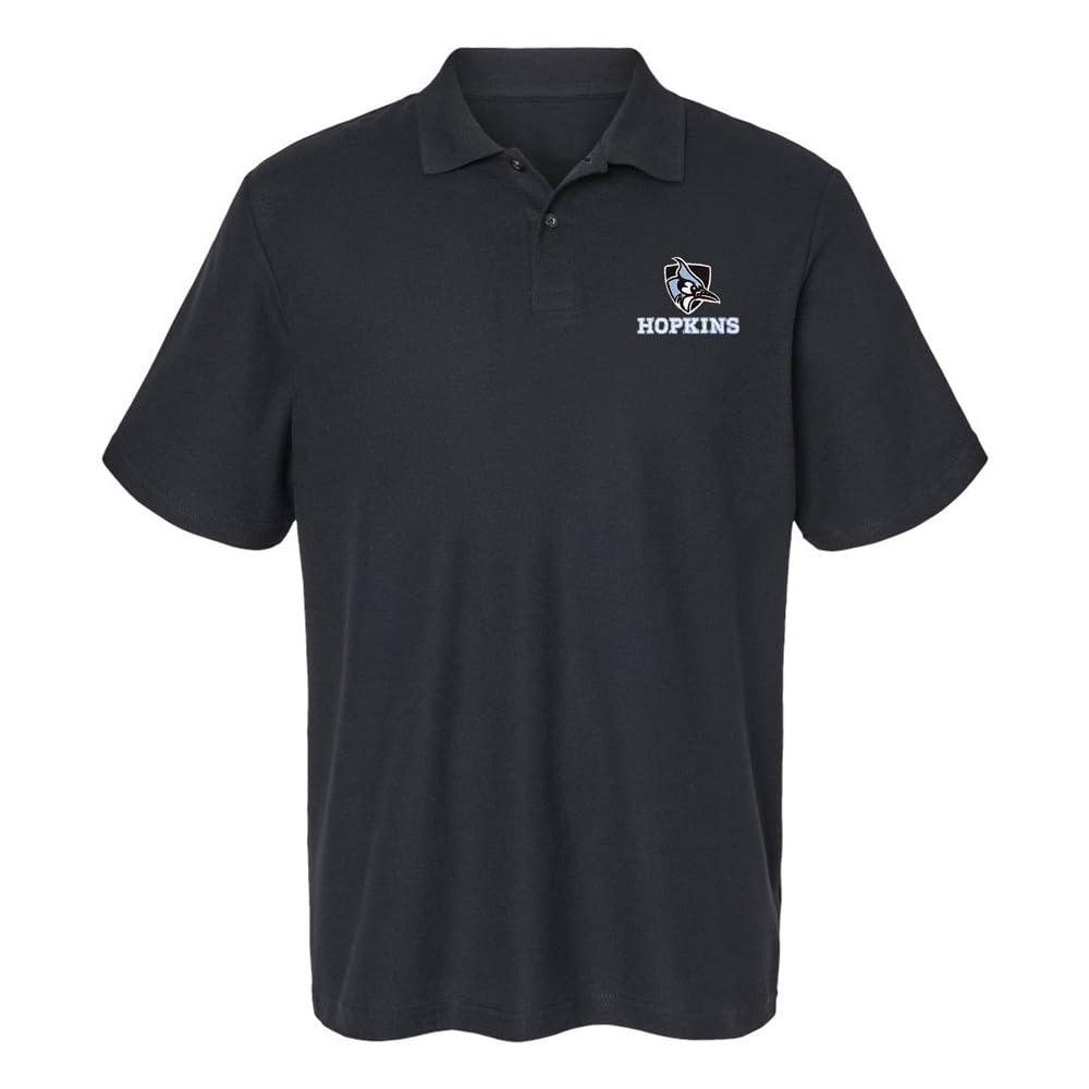 Campus Lab Officially Licensed Men's Embroidered Knit Polo, 100% Cotton Short Sleeve Shirt, Primary Logo Black Collection
