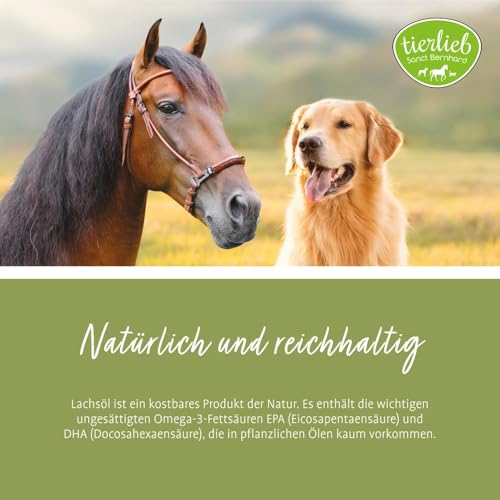 Premium Lachsöl für Hunde & Pferde| Omega 3-6-9 | Atlantischer Lachs aus Norwegen | 1 Liter | Sanct Bernhard tierlieb