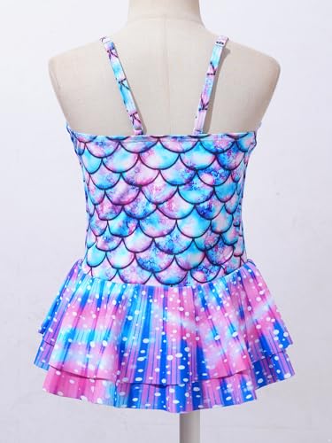 Girls Swim Dress One Piece Swimwear Fish Scale Printed Mermaid Swimsuit Summer Seaside Beachwear4