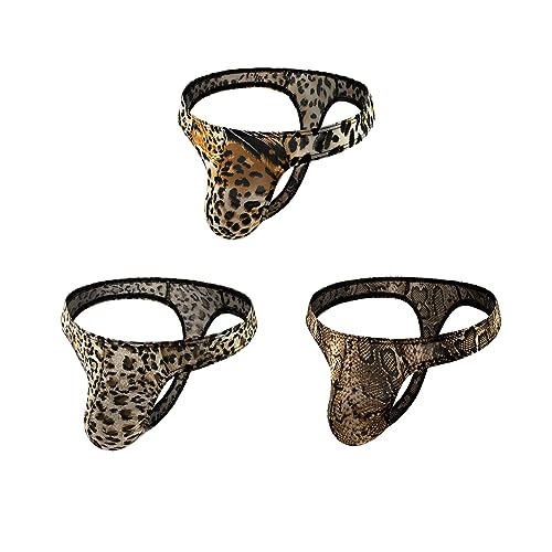 Men's Ice Silk Thong Leopard Low Rise Bikini Briefs Underwear4