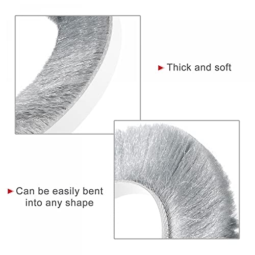 Uxcell Weather Stripping Brush, 26Ft L X 0.35" W X 0.9" H Self-Adhesive Seal Weatherstrip Sweep Brush Gray For Door Window #TOP3