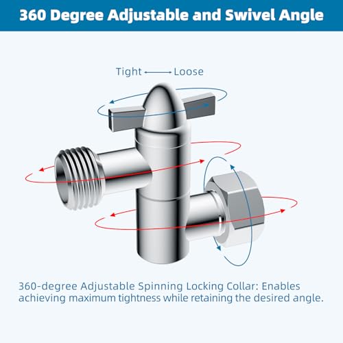 Hibbent All Metal Shower Head Elbow Adapter, 360 ° Adjustable Swivel Brass Showerhead Adapter for Fixed and Rain Showerhead, Stainless Steel Wall Mounted Shower Connector, Chrome - image 6