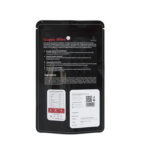 Image of Guppy Bites 200G | High Protein Fish Food for Guppy & Small Fish | Micro Pellets 0.3-0.6 mm | 88% Digestibility | Rapid Growth & Vibrant Color