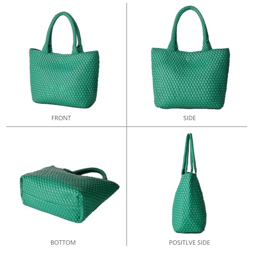 Image of Woven Tote Bag for Women, Fashion Woven Bags for Women Vegan Leather Shoulder Handbags Large Summer Beach Travel Bag