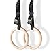 GHB Gym Ringe Holz Gymnastikringe Trainingsringe mit verstellbaren Buckles Straps für Fitness Training 28mm/32mm