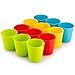 PLASKIDY Kids Cups - Set of 12, 8 oz Plastic Cups Reusable - Dishwasher Safe - BPA-Free for Kids & Toddler
