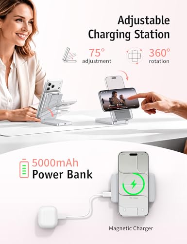 Image of RORRY Auradock iPhone Charging Station 3 in 1 for Apple,5000mAh Power Bank
