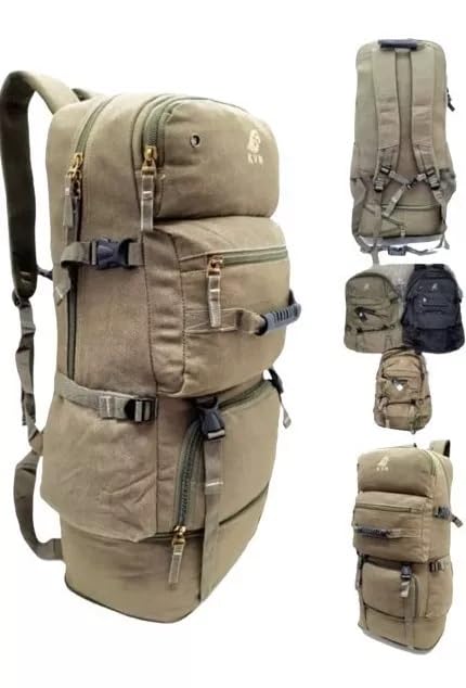 Mochila Camping Viagem Em Lona Com Expansão Reforçada Kvn 80 Litros (Preto)