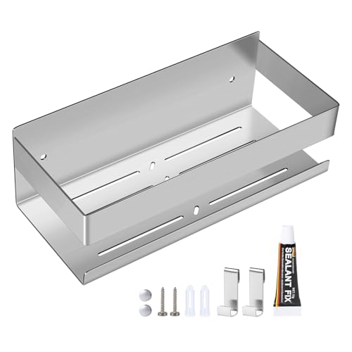 EXLECO Duschablage Ohne Bohren Duschregal Wand Edelstahl Badregal mit 2...