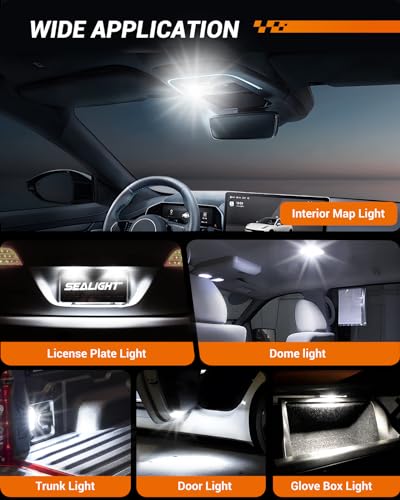 image for Sealight 194 LED Bulb Amber License Plate Light, 168 W5W 2825 T10 LED 