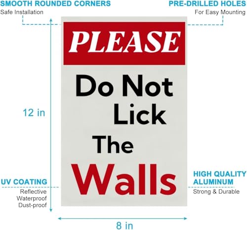 Funny 'Do Not Lick Walls' Metal Sign - Vintage Decor, Use Code 2CVWNTD7 - Image 6