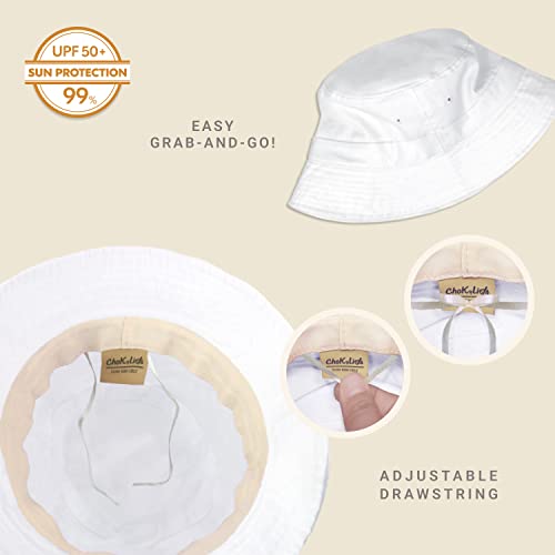 Chok.lids Cotton Bucket Hats Unisex Wide Brim Outdoor Summer Cap Hiking Beach Sports (White) #TOP1