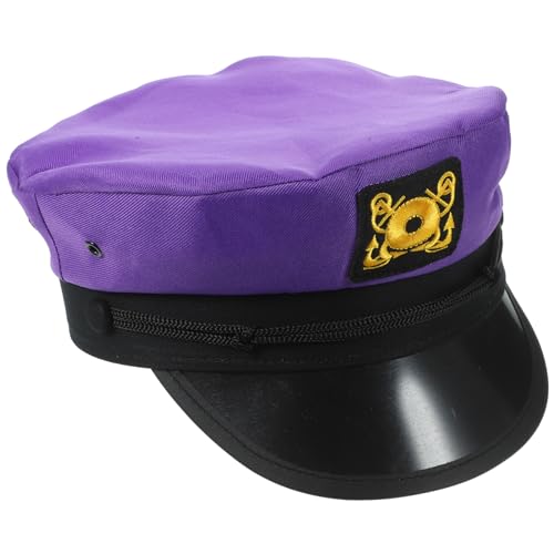 PRETYZOOM Purple Captain Hat, Adjustable Yacht Unisex Hawaiian Admiral Sailor Cap Halloween Captain Costume Accessory, Nautical Party Supplies